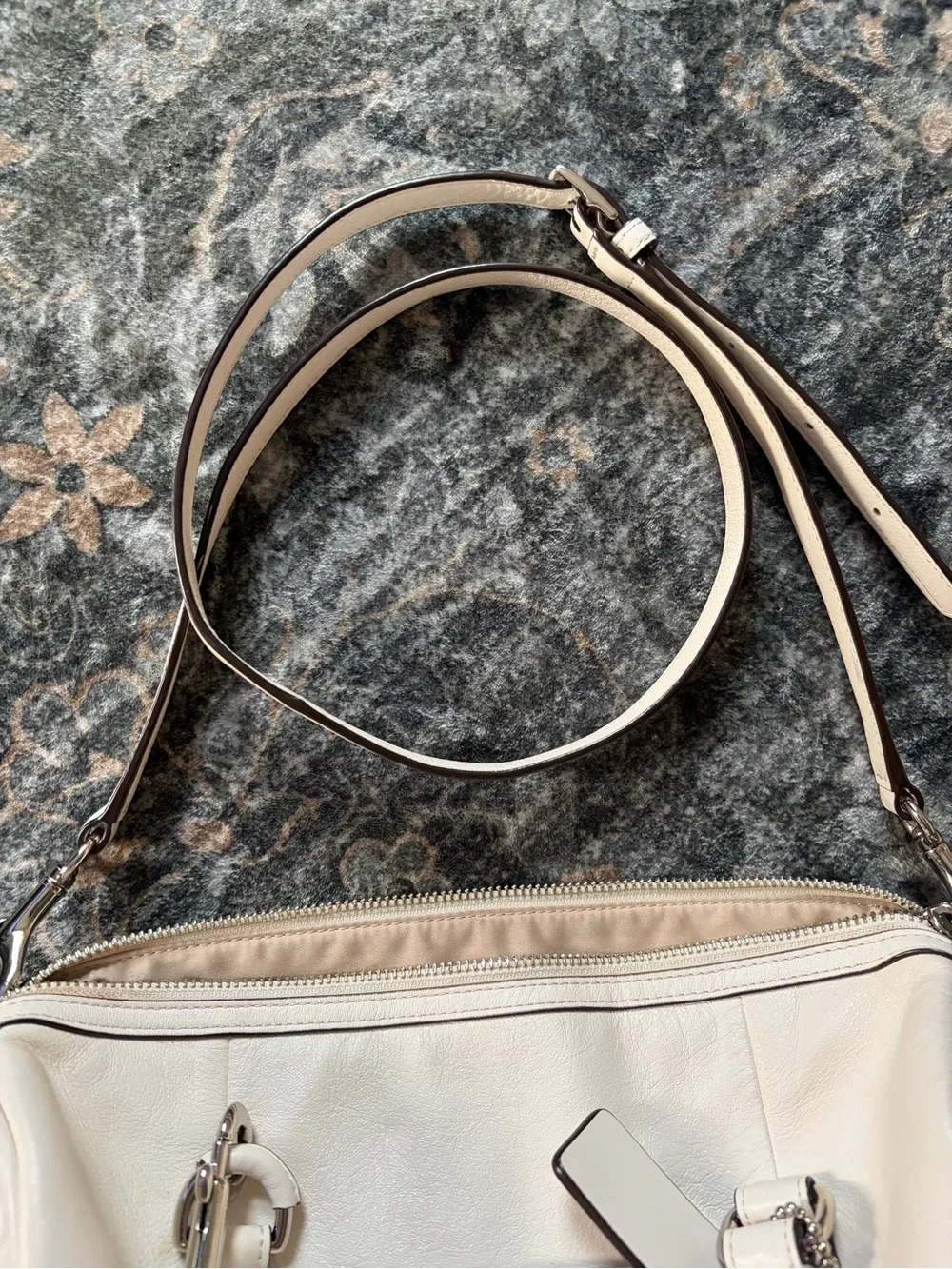 Coach White Leather Satchel with Silver Hardware